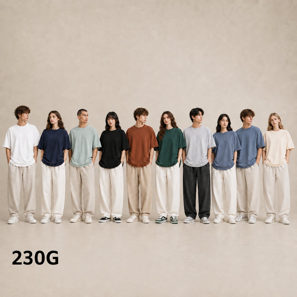 230gsm oversized cotton T-shirt color range