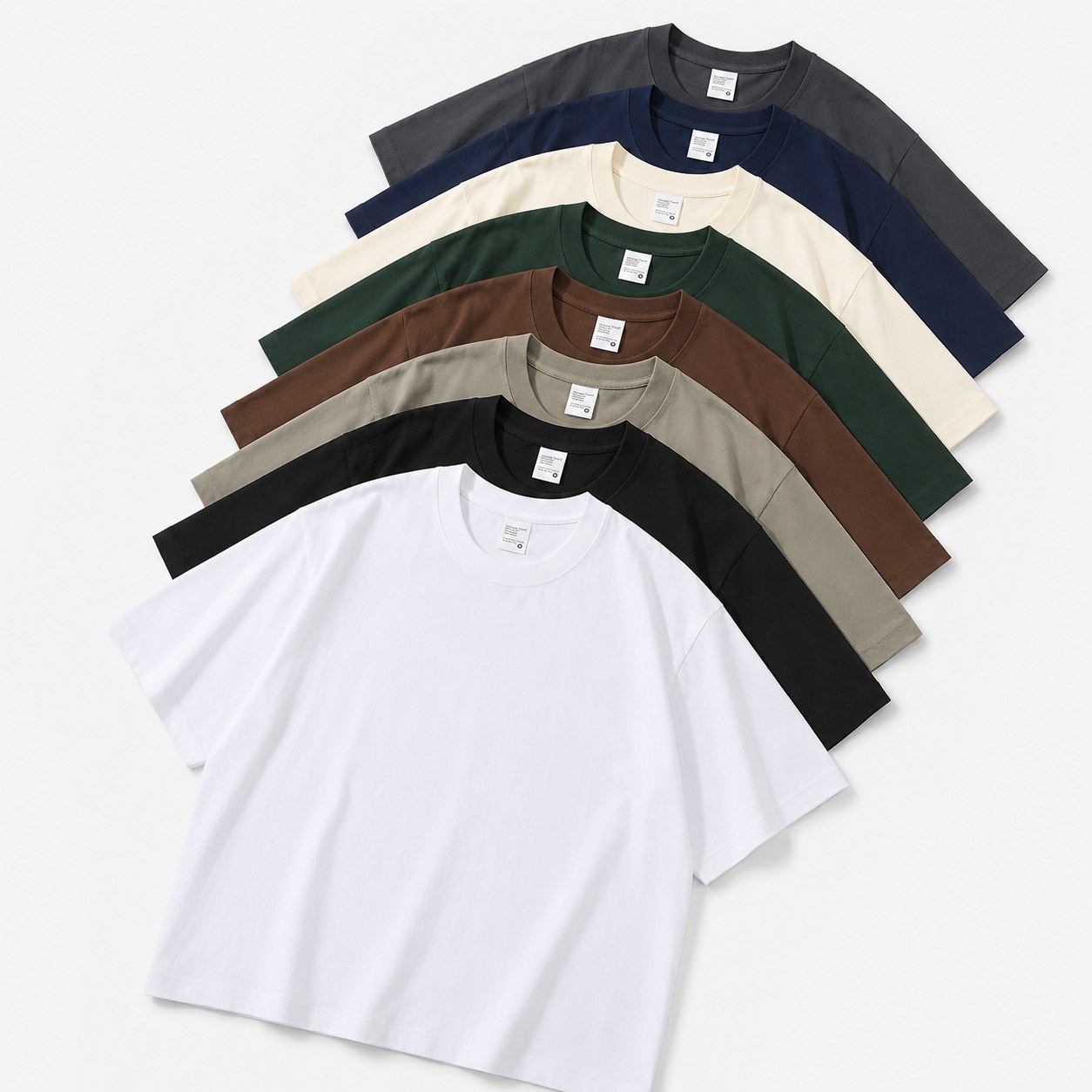 300gsm cotton T-shirt colors arranged in a fan