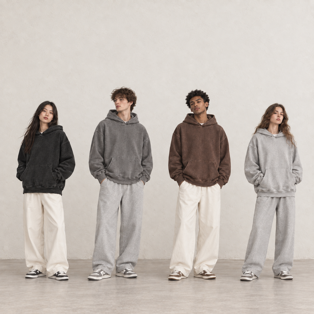 GWM360YX washed hoodie four-model lineup