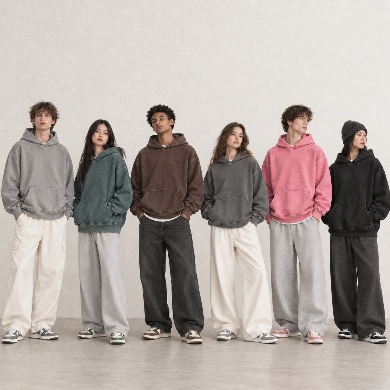 GWM360YX washed hoodie six-color model lineup