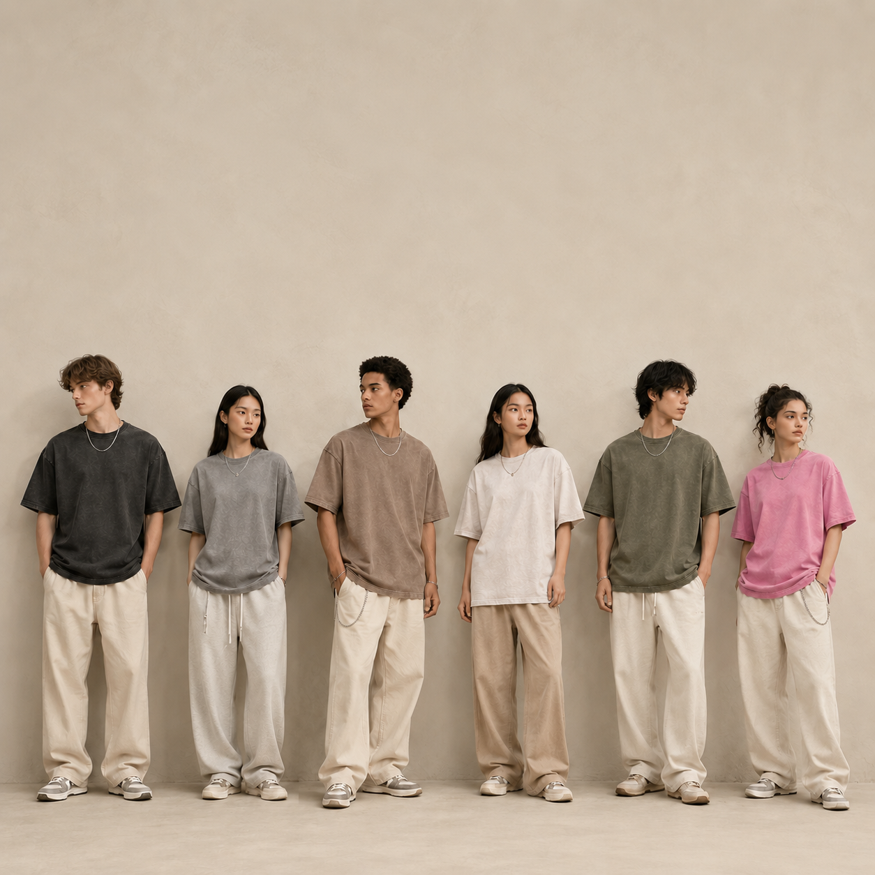Washed cotton T-shirt model group 5