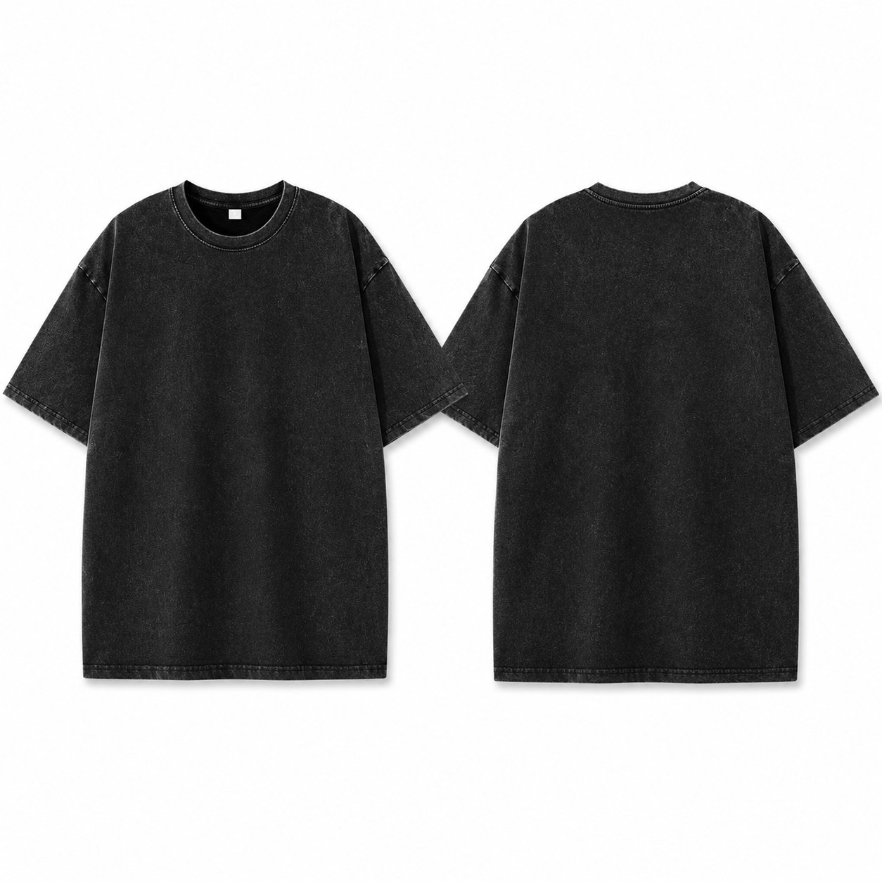 Black washed 220gsm cotton T-shirt front and back