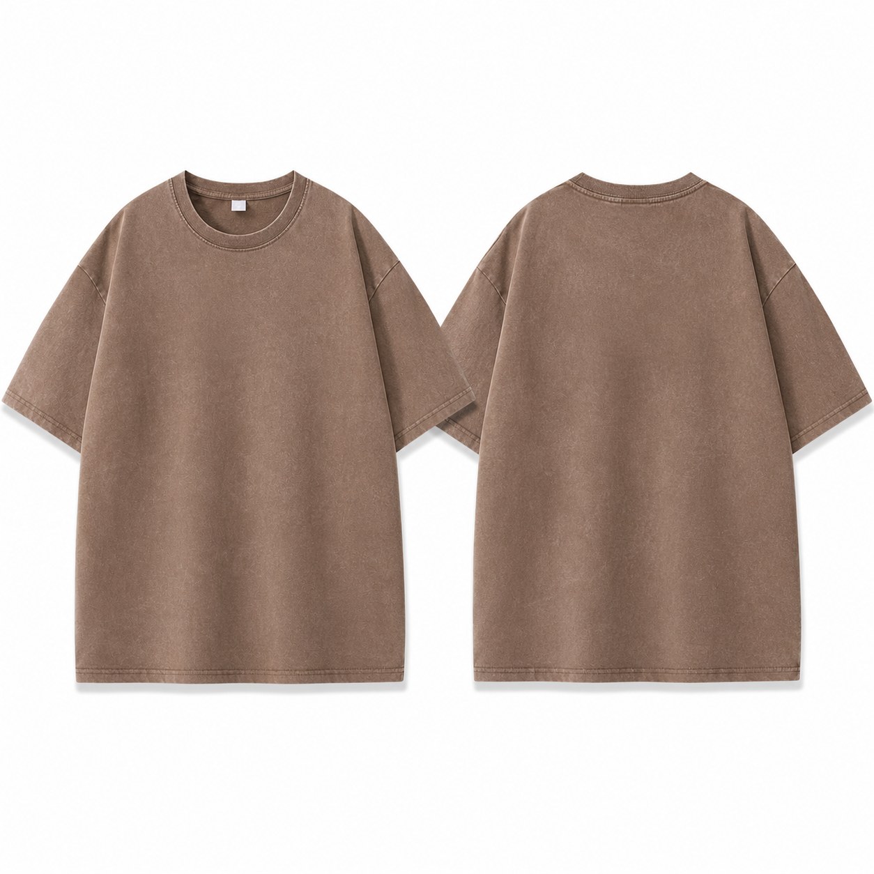 Coffee washed 220gsm cotton T-shirt front and back