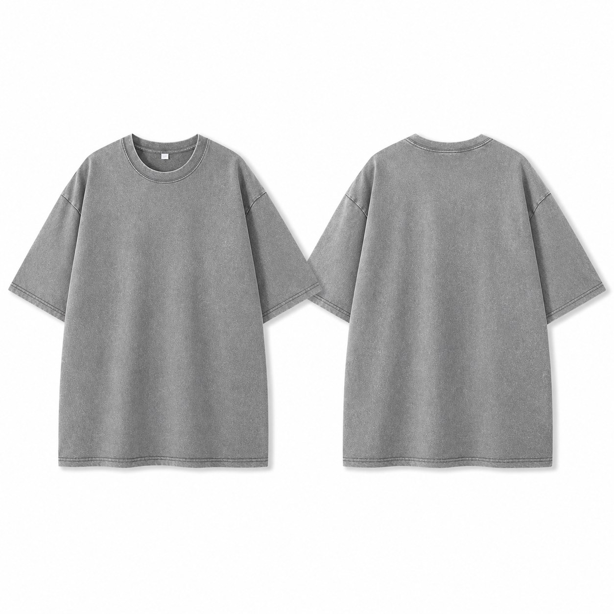 Light grey washed 220gsm cotton T-shirt front and back