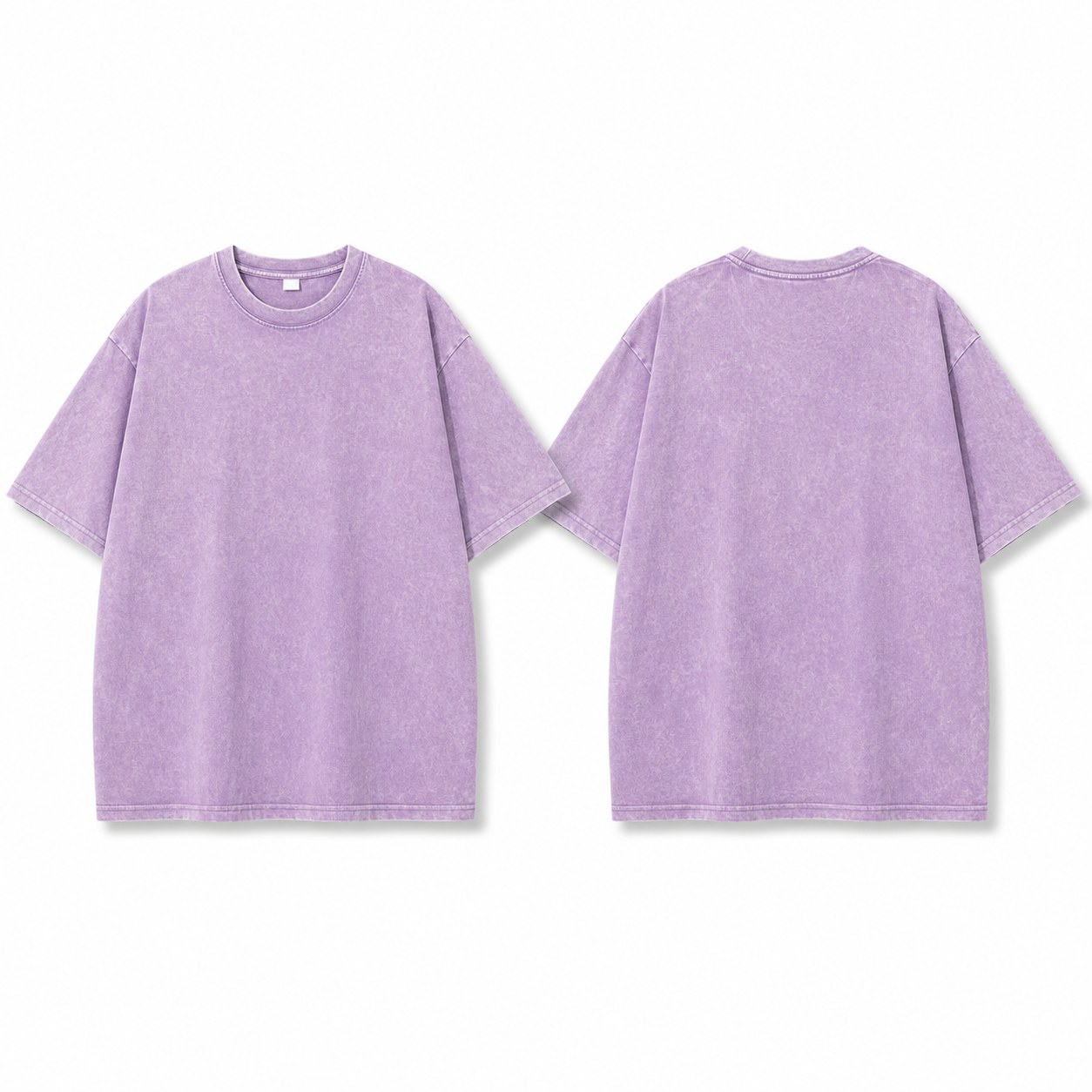 Light purple washed 220gsm cotton T-shirt front and back