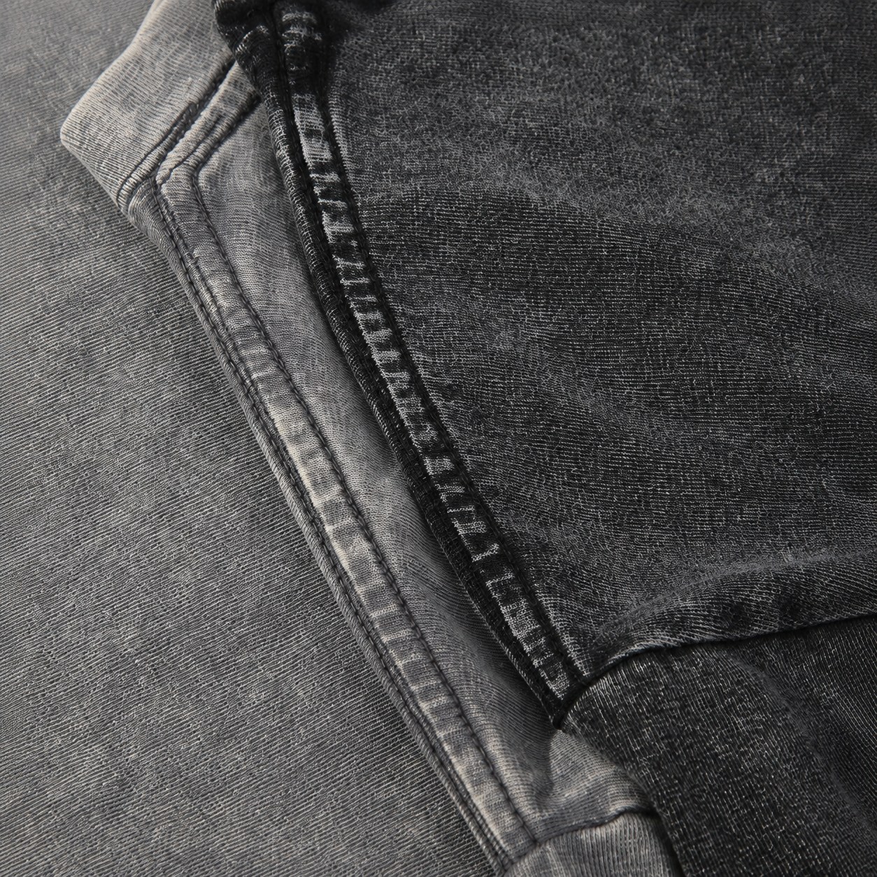 Washed cotton fabric stitching detail